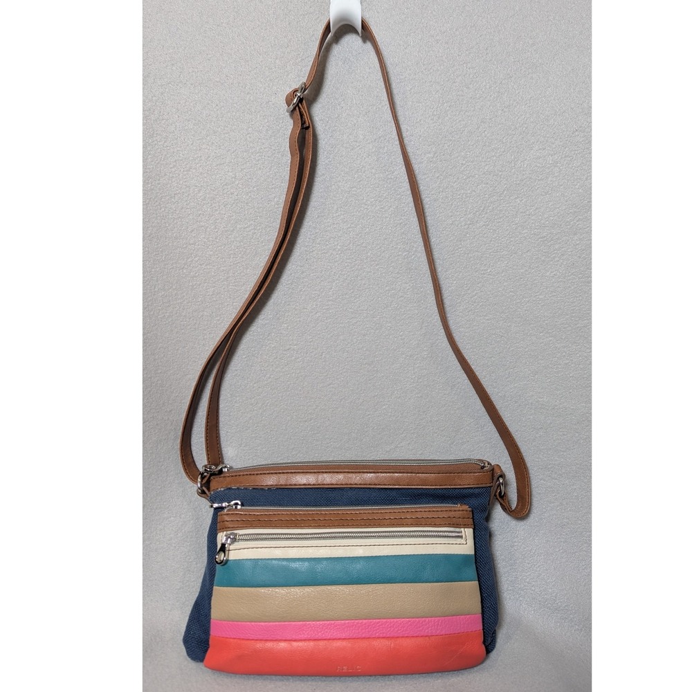 Relic Multi Color Stripe Denim Crossbody‎ Bag Shoulder Purse